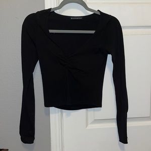 Brandy melville v neck black long sleeve